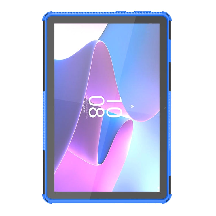 For Lenovo Tab M10 3rd Gen Tire Texture TPU + PC Tablet Case with Holder(Blue) - Lenovo by PMC TechLife | Online Shopping South Africa | PMC TechLife | Buy Now Pay Later Mobicred