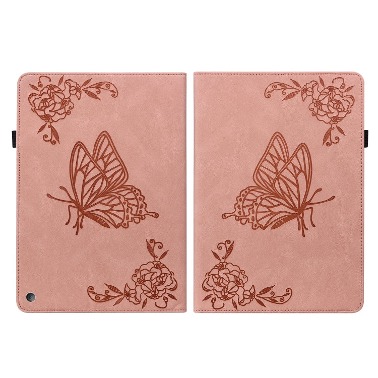For Amazon Kindle Fire 7 2022 Butterfly Flower Embossed Leather Tablet Case(Rose Gold) - Amazon by PMC TechLife | Online Shopping South Africa | PMC TechLife | Buy Now Pay Later Mobicred