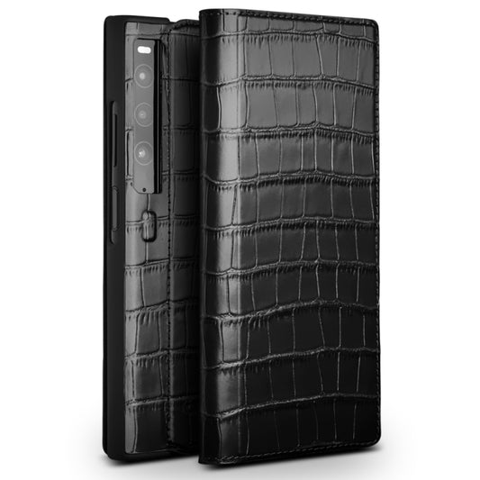 For Huawei Mate XS 2 QIALINO Crocodile Pattern Genuine Leather Phone Case(Black) - Huawei Cases by QIALINO | Online Shopping South Africa | PMC Jewellery | Buy Now Pay Later Mobicred