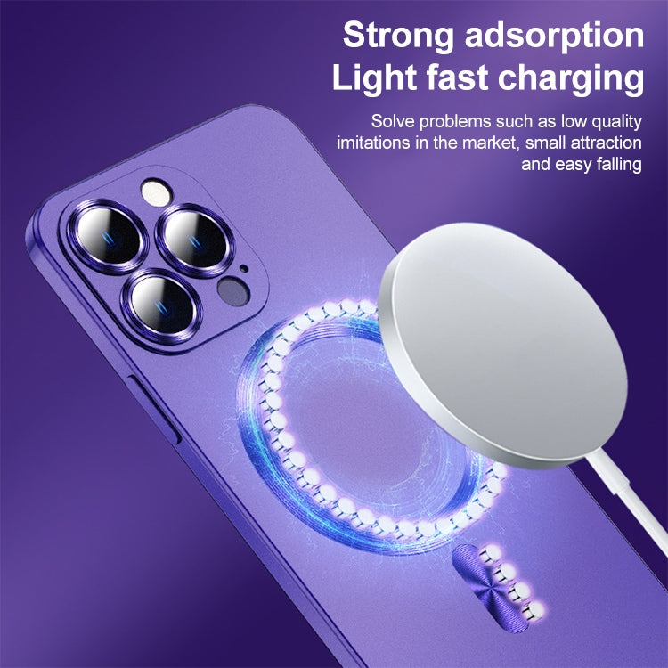 For iPhone 14 Pro Max Liquid Lens Protector Magsafe Phone Case(Dark Purple) - iPhone 14 Pro Max Cases by PMC TechLife | Online Shopping South Africa | PMC TechLife