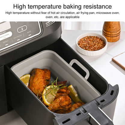 Rectangular Double Pull Basket Foldable Silicone Air Fryer Baking Pan(Grey) - Baking mat & Bakewares by PMC Jewellery | Online Shopping South Africa | PMC Jewellery