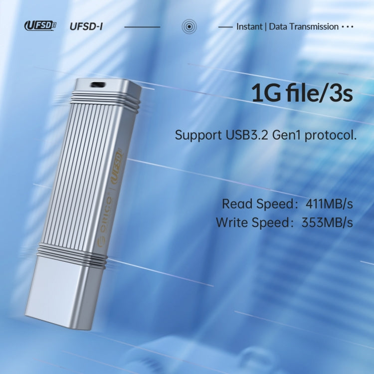 ORICO UFS Flash Drive, Read: 411MB/s, Write: 353MB/s, Memory:256GB, Port:USB-A(Silver) - free shipping - PMC Jewellery - Order now!