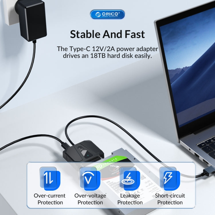 ORICO UTS1 USB 3.0 2.5-inch SATA HDD Adapter with 12V 2A Power Adapter, Cable Length:0.5m(US Plug) - USB to IDE / SATA by ORICO | Online Shopping South Africa | PMC Jewellery | Buy Now Pay Later Mobicred