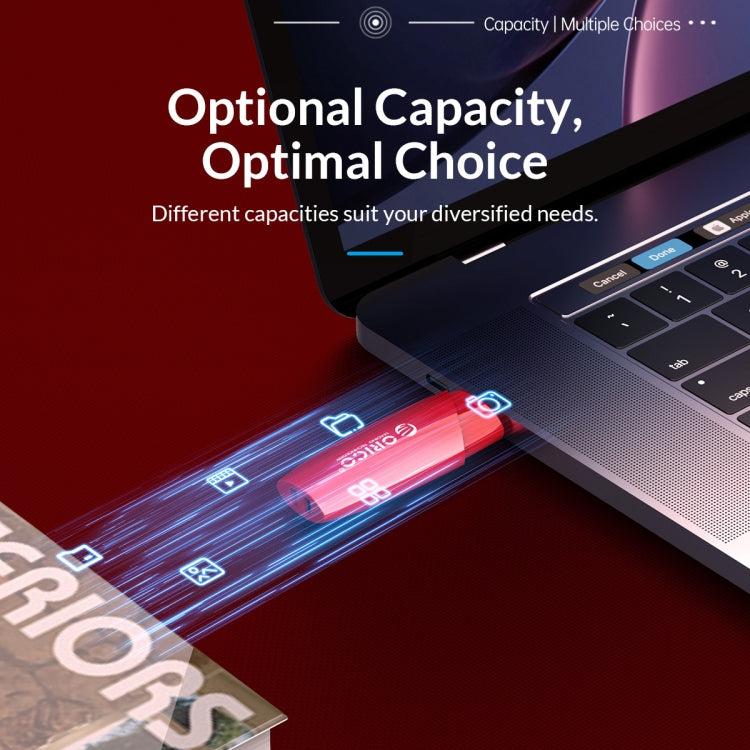 ORCIO USB3.0 U Disk Drive, Read: 100MB/s, Write: 15MB/s, Memory:256GB, Port:USB-A(Red) - free shipping - PMC Jewellery - Order now!