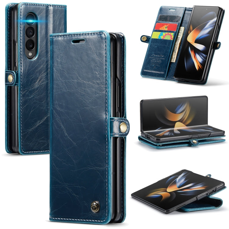 For Samsung Galaxy Z Fold4 CaseMe 003 Crazy Horse Texture Leather Phone Case(Blue) - Galaxy Z Fold4 5G Cases by CaseMe | Online Shopping South Africa | PMC Jewellery | Buy Now Pay Later Mobicred