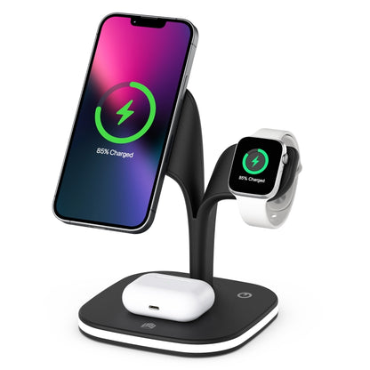 YM-UD22 15W 5 in 1 Magnetic Wireless Charger with Stand Function(Black) - Wireless Charger by PMC Jewellery | Online Shopping South Africa | PMC Jewellery | Buy Now Pay Later Mobicred