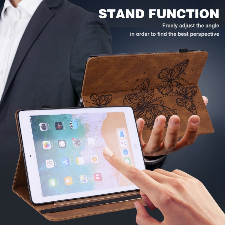 For Nokia T20 10.4 2021 Embossed Butterfly Pattern Leather Tablet Case(Brown) - Nokia by PMC TechLife | Online Shopping South Africa | PMC TechLife | Buy Now Pay Later Mobicred