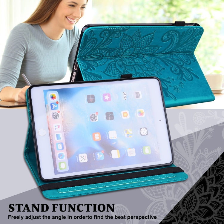 For Lenovo Tab M10 3rd Gen Lace Flower Embossing Pattern Leather Tablet Case(Blue) - Lenovo by PMC TechLife | Online Shopping South Africa | PMC TechLife | Buy Now Pay Later Mobicred