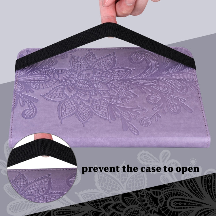 For Lenovo Tab M10 3rd Gen Lace Flower Embossing Pattern Leather Tablet Case(Purple) - Lenovo by PMC TechLife | Online Shopping South Africa | PMC TechLife | Buy Now Pay Later Mobicred