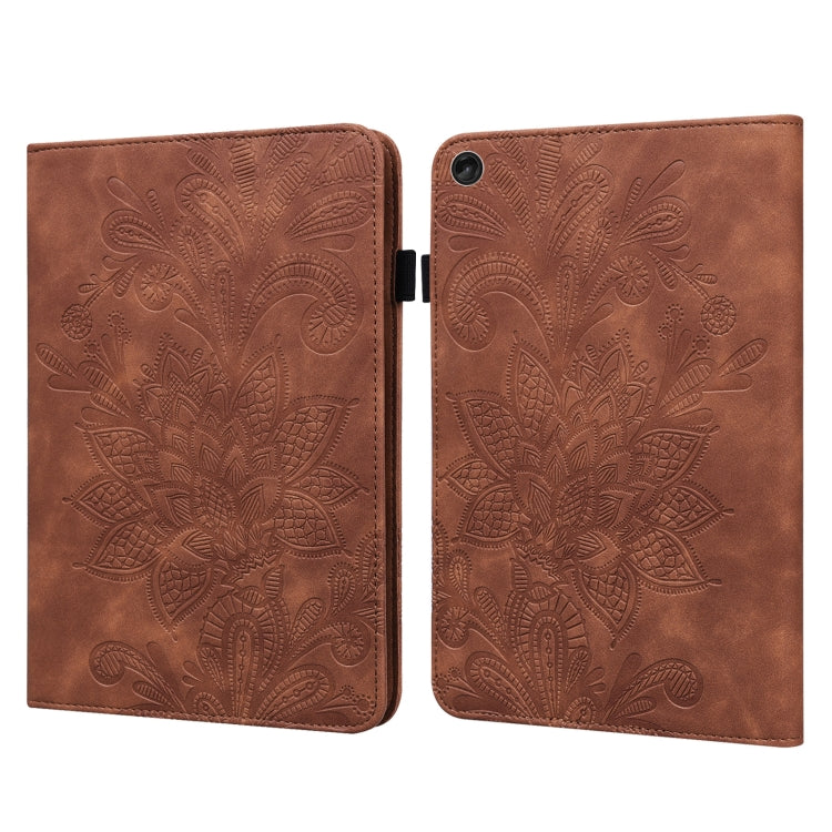 For Lenovo Tab M10 3rd Gen Lace Flower Embossing Pattern Leather Tablet Case(Brown) - Lenovo by PMC TechLife | Online Shopping South Africa | PMC TechLife | Buy Now Pay Later Mobicred