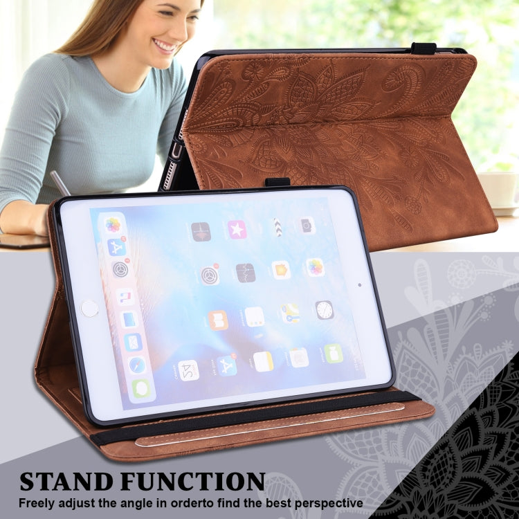 For Lenovo Tab M10 3rd Gen Lace Flower Embossing Pattern Leather Tablet Case(Brown) - Lenovo by PMC TechLife | Online Shopping South Africa | PMC TechLife | Buy Now Pay Later Mobicred