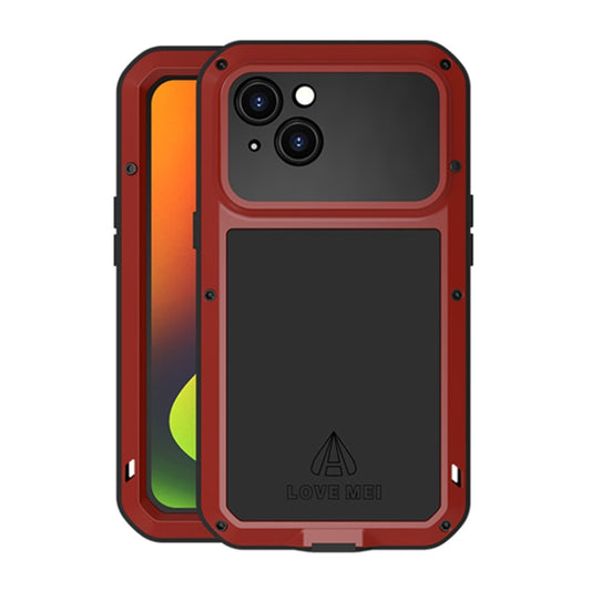 For iPhone 14 Plus LOVE MEI Metal Shockproof Life Waterproof Dustproof Phone Case(Red) - iPhone 14 Plus Cases by LOVE MEI | Online Shopping South Africa | PMC Jewellery