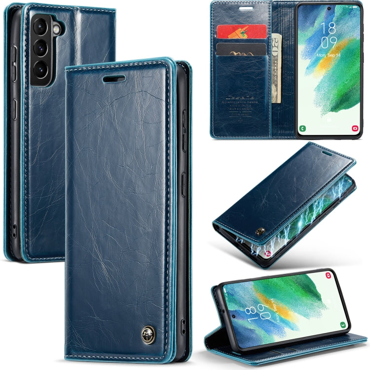 For Samsung Galaxy S21 FE 5G CaseMe 003 Crazy Horse Texture Leather Phone Case(Blue) - Galaxy Phone Cases by CaseMe | Online Shopping South Africa | PMC Jewellery | Buy Now Pay Later Mobicred