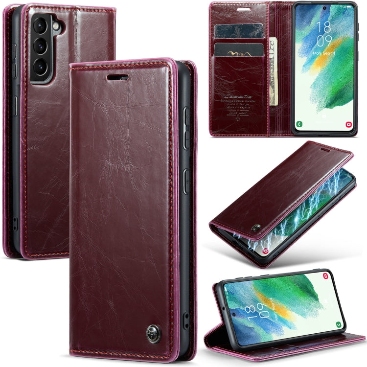 For Samsung Galaxy S21 FE 5G CaseMe 003 Crazy Horse Texture Leather Phone Case(Wine Red) - Galaxy Phone Cases by CaseMe | Online Shopping South Africa | PMC Jewellery | Buy Now Pay Later Mobicred