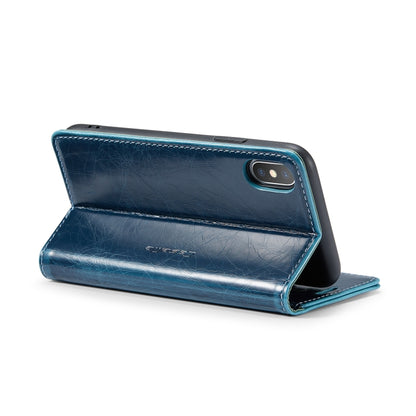 For iPhone XS CaseMe 003 Crazy Horse Texture Leather Phone Case(Blue) - More iPhone Cases by CaseMe | Online Shopping South Africa | PMC Jewellery | Buy Now Pay Later Mobicred