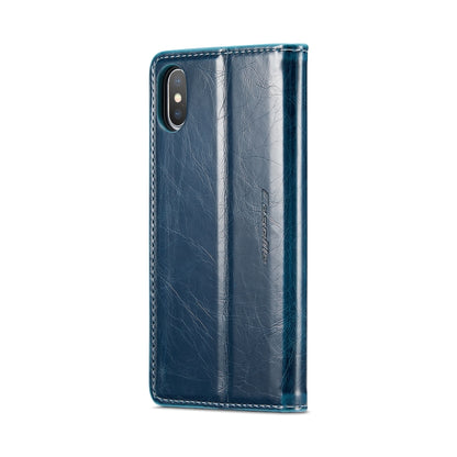 For iPhone XS Max CaseMe 003 Crazy Horse Texture Leather Phone Case(Blue) - More iPhone Cases by CaseMe | Online Shopping South Africa | PMC Jewellery | Buy Now Pay Later Mobicred