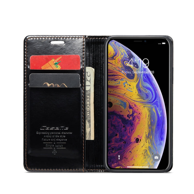 For iPhone XS Max CaseMe 003 Crazy Horse Texture Leather Phone Case(Black) - More iPhone Cases by CaseMe | Online Shopping South Africa | PMC Jewellery | Buy Now Pay Later Mobicred