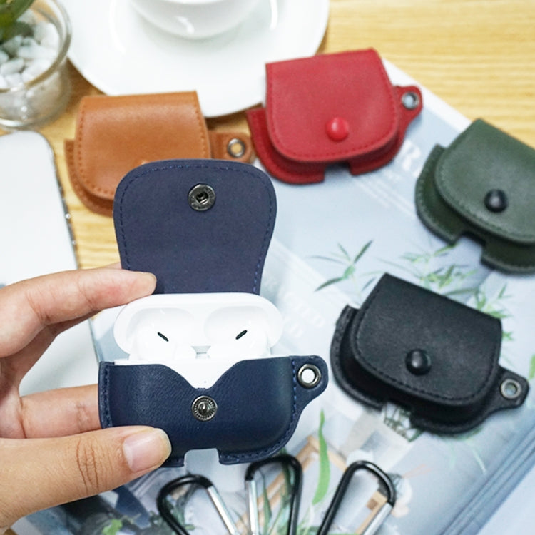 For AirPods Pro Backpack Style PU Leather Earphone Protective Case with Lanyard(Dark Blue) - For AirPods Pro by PMC Jewellery | Online Shopping South Africa | PMC Jewellery | Buy Now Pay Later Mobicred
