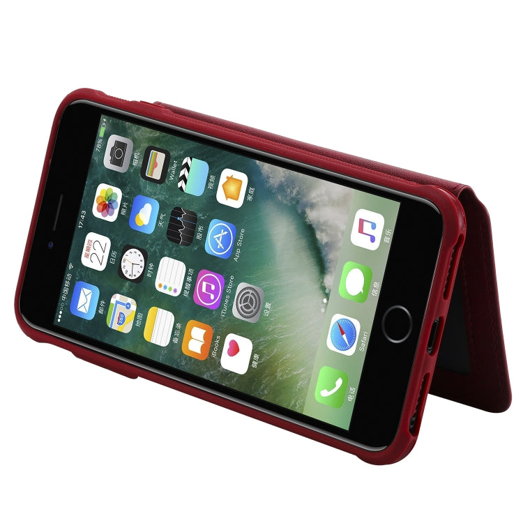 For iPhone 7 Plus / 8 Plus Zipper Shockproof Protective Case with Card Slots & Bracket & Photo Holder & Wallet Function(Red) - More iPhone Cases by PMC TechLife | Online Shopping South Africa | PMC TechLife