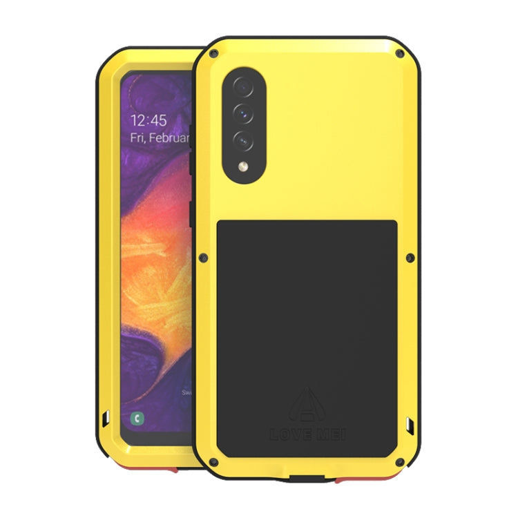 For Galaxy A50 LOVE MEI Metal Shockproof Waterproof Dustproof Protective Case(Yellow) - Galaxy Phone Cases by LOVE MEI | Online Shopping South Africa | PMC Jewellery