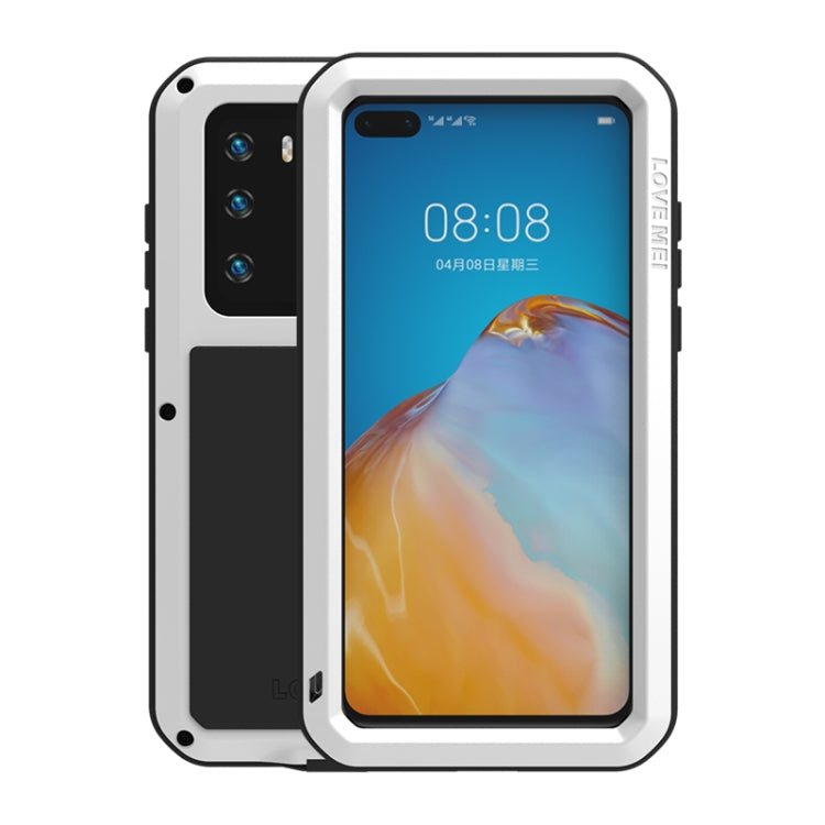 For Huawei P40 LOVE MEI Metal Shockproof Waterproof Dustproof Protective Case(White) - Huawei Cases by LOVE MEI | Online Shopping South Africa | PMC Jewellery | Buy Now Pay Later Mobicred