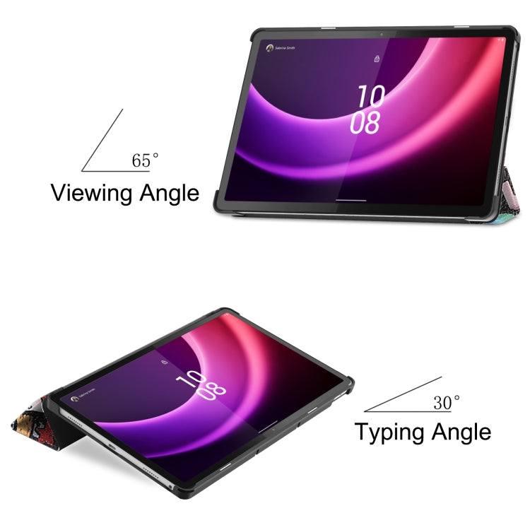 For Lenovo Tab P11 Gen 2 Custer Painted 3-Fold Holder Leather Smart Tablet Case(Graffiti) - Lenovo by PMC TechLife | Online Shopping South Africa | PMC TechLife | Buy Now Pay Later Mobicred