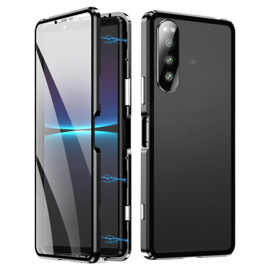 For Sony Xperia 5 IV HD Magnetic Metal Tempered Glass Phone Case(Black) - Sony Cases by PMC Jewellery | Online Shopping South Africa | PMC Jewellery | Buy Now Pay Later Mobicred