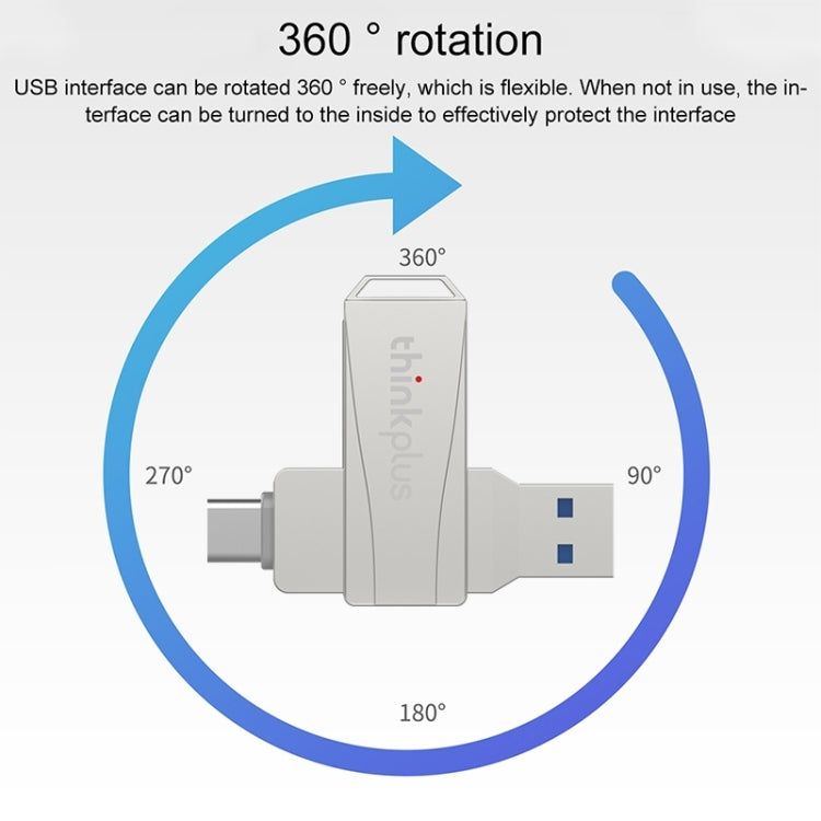 Lenovo Thinkplus MU252 USB 3.1 + USB-C / Type-C Flash Drive, Memory:256GB (Silver) - USB Flash Drives by Lenovo | Online Shopping South Africa | PMC Jewellery