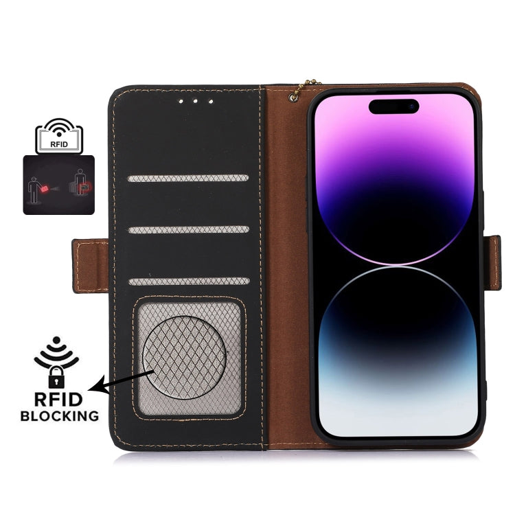 For Google Pixel 7 Pro Genuine Leather Magnetic RFID Leather Phone Case(Black) - Google Cases by PMC TechLife | Online Shopping South Africa | PMC TechLife | Buy Now Pay Later Mobicred