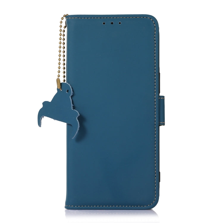 For Google Pixel 7 Pro Genuine Leather Magnetic RFID Leather Phone Case(Blue) - Google Cases by PMC TechLife | Online Shopping South Africa | PMC TechLife | Buy Now Pay Later Mobicred