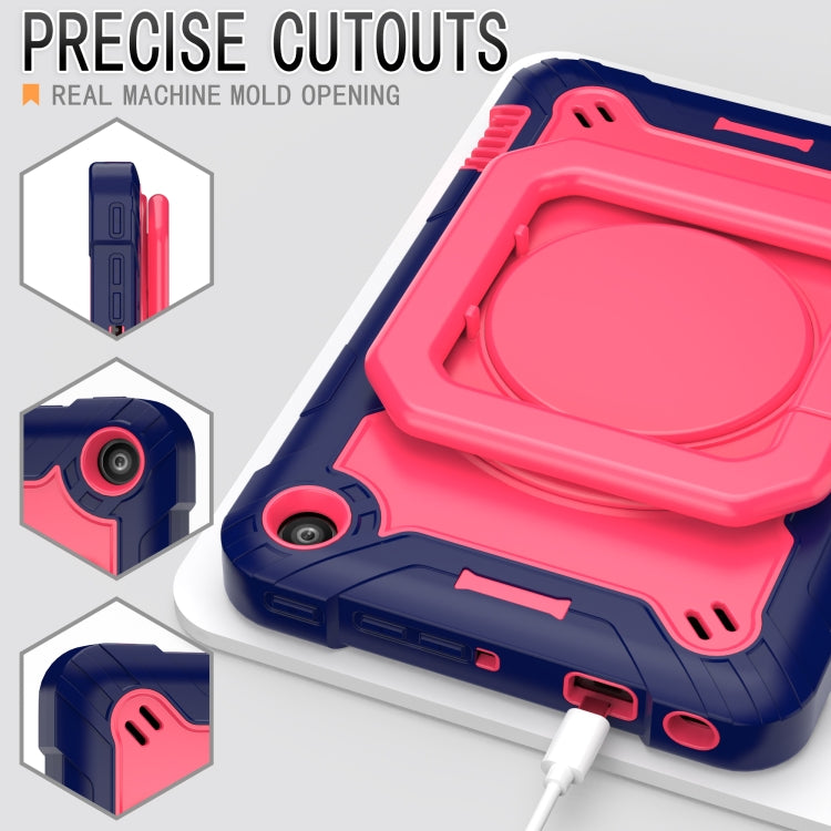 For Amazon Kindle Fire 7 2022 Silicone + PC Bracelet Holder Tablet Case(Navy Blue + Rose Red) - Amazon by PMC TechLife | Online Shopping South Africa | PMC TechLife | Buy Now Pay Later Mobicred