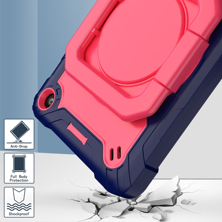 For Amazon Kindle Fire 7 2022 Silicone + PC Bracelet Holder Tablet Case(Navy Blue + Rose Red) - Amazon by PMC TechLife | Online Shopping South Africa | PMC TechLife | Buy Now Pay Later Mobicred