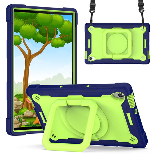 For Lenovo Tab M10 HD 2nd Gen Silicone + PC Bracelet Holder Tablet Case(Navy Blue + Yellow Green) - Lenovo by PMC Jewellery | Online Shopping South Africa | PMC Jewellery | Buy Now Pay Later Mobicred