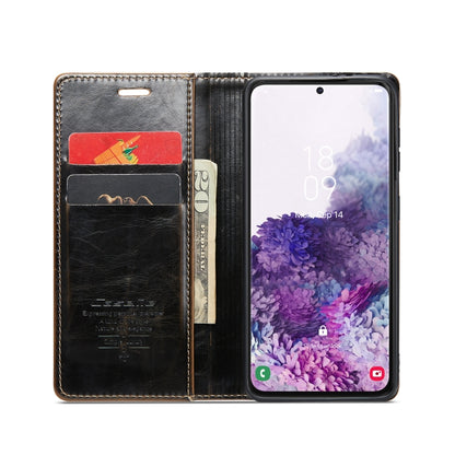 For Samsung Galaxy S20 CaseMe 003 Crazy Horse Texture Leather Phone Case(Coffee) - Galaxy Phone Cases by CaseMe | Online Shopping South Africa | PMC Jewellery | Buy Now Pay Later Mobicred