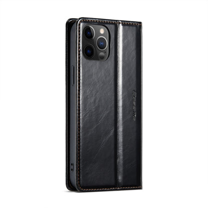 For iPhone 12 CaseMe 003 Crazy Horse Texture Leather Phone Case(Black) - iPhone 12 / 12 Pro Cases by CaseMe | Online Shopping South Africa | PMC Jewellery | Buy Now Pay Later Mobicred