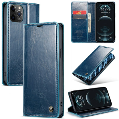 For iPhone 12 Pro CaseMe 003 Crazy Horse Texture Leather Phone Case(Blue) - iPhone 12 / 12 Pro Cases by CaseMe | Online Shopping South Africa | PMC Jewellery | Buy Now Pay Later Mobicred