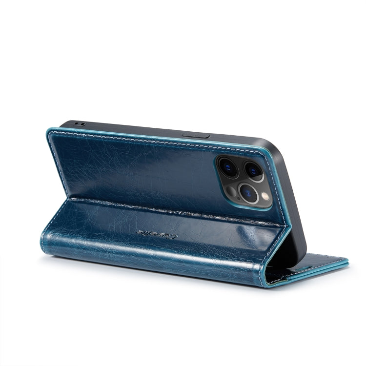 For iPhone 12 Pro CaseMe 003 Crazy Horse Texture Leather Phone Case(Blue) - iPhone 12 / 12 Pro Cases by CaseMe | Online Shopping South Africa | PMC Jewellery | Buy Now Pay Later Mobicred