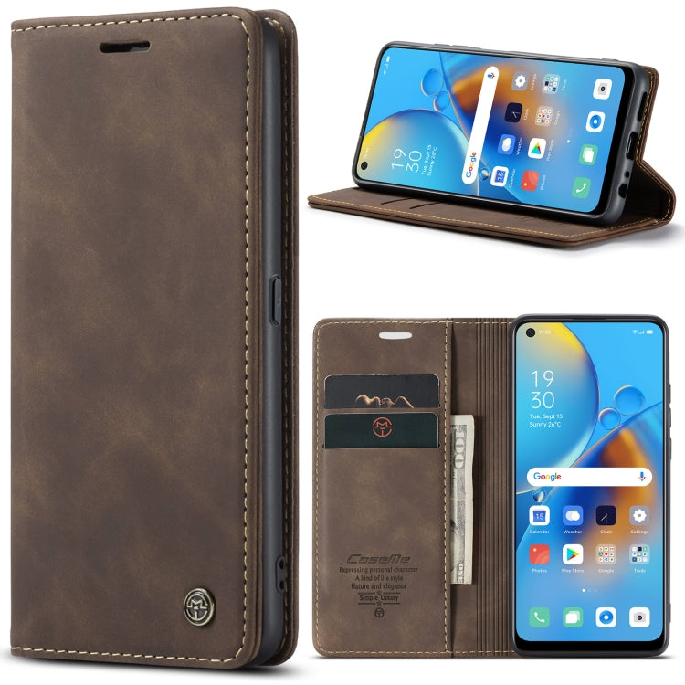 CaseMe 013 Multifunctional Horizontal Flip Leather Phone Case For OPPO F19/F19S/A74 4G/A95 4G/Reno6 Lite 4G Global(Coffee) - OPPO Cases by CaseMe | Online Shopping South Africa | PMC Jewellery | Buy Now Pay Later Mobicred