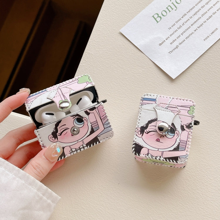 For AirPods Pro 2 Wearing Hat Girl Pattern PU Leather Wireless Earphone Case - For AirPods Pro 2 by PMC Jewellery | Online Shopping South Africa | PMC Jewellery | Buy Now Pay Later Mobicred