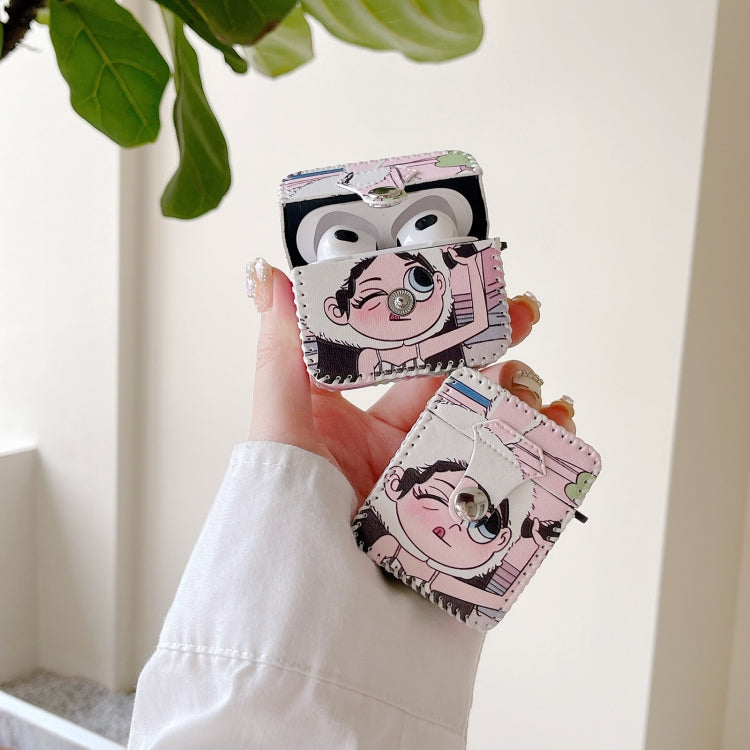 For AirPods Pro 2 Wearing Hat Girl Pattern PU Leather Wireless Earphone Case - For AirPods Pro 2 by PMC Jewellery | Online Shopping South Africa | PMC Jewellery | Buy Now Pay Later Mobicred