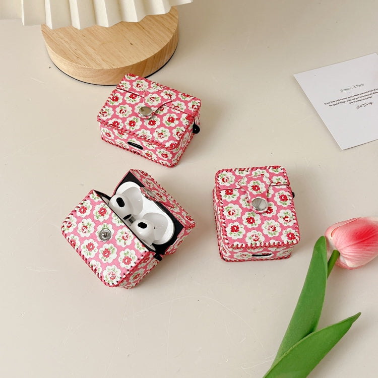 For AirPods 1/2 PU Leather Wireless Earphone Case(Little Red Flower) - For AirPods 1/2 by PMC Jewellery | Online Shopping South Africa | PMC Jewellery | Buy Now Pay Later Mobicred