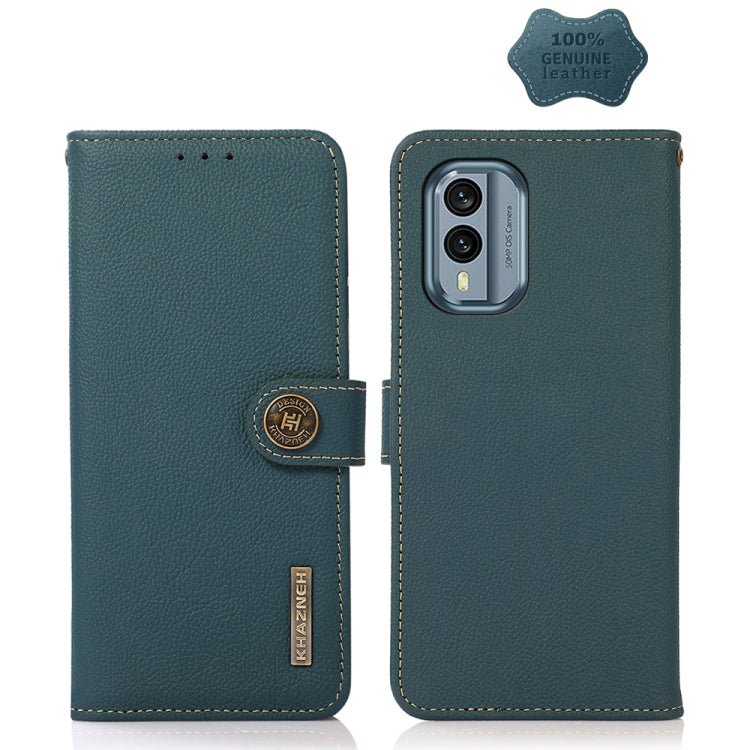 For Nokia X30 5G KHAZNEH Custer Genuine Leather RFID Phone Case(Green) - Nokia Cases by PMC TechLife | Online Shopping South Africa | PMC TechLife | Buy Now Pay Later Mobicred