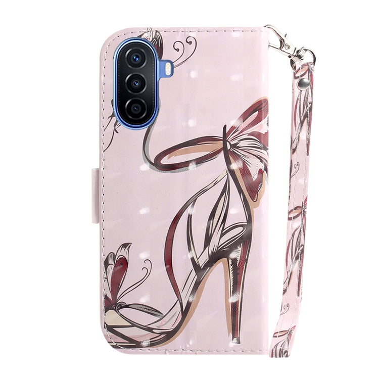 For Huawei nova Y70 Plus 3D Colored Pattern Flip Leather Phone Case(Butterfly High-heeled) - Huawei Cases by PMC Jewellery | Online Shopping South Africa | PMC Jewellery