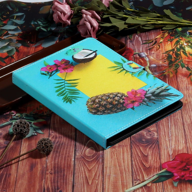 For 10 inch Tablet PC Universal Coloured Drawing Pattern Horizontal Flip Leather Case with Holder & Card Slot(Pineapple) - 10 - 11 inch by PMC TechLife | Online Shopping South Africa | PMC TechLife | Buy Now Pay Later Mobicred