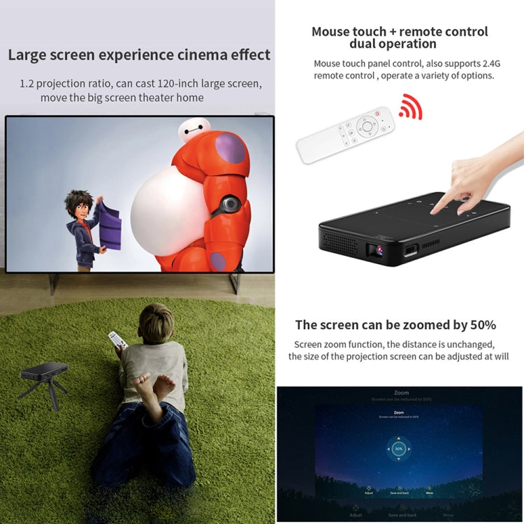 S90 DLP Android 9.0 1GB+8GB 4K Mini WiFi Smart Projector, Power Plug:AU Plug(Black) - Mini Projector by PMC Jewellery | Online Shopping South Africa | PMC Jewellery | Buy Now Pay Later Mobicred