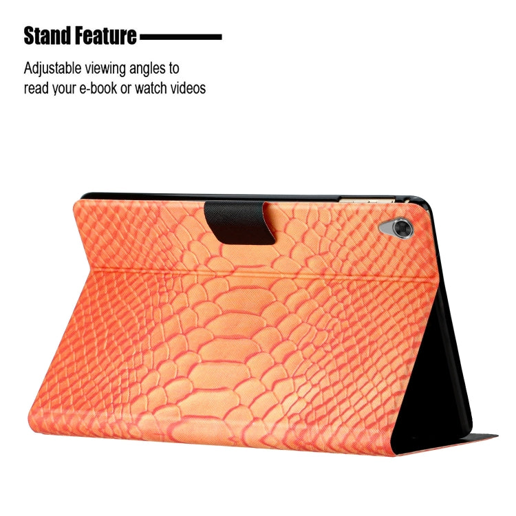 For Lenovo Tab M10 HD 2nd Gen Solid Color Crocodile Texture Leather Smart Tablet Case(Orange) - Lenovo by PMC TechLife | Online Shopping South Africa | PMC TechLife | Buy Now Pay Later Mobicred