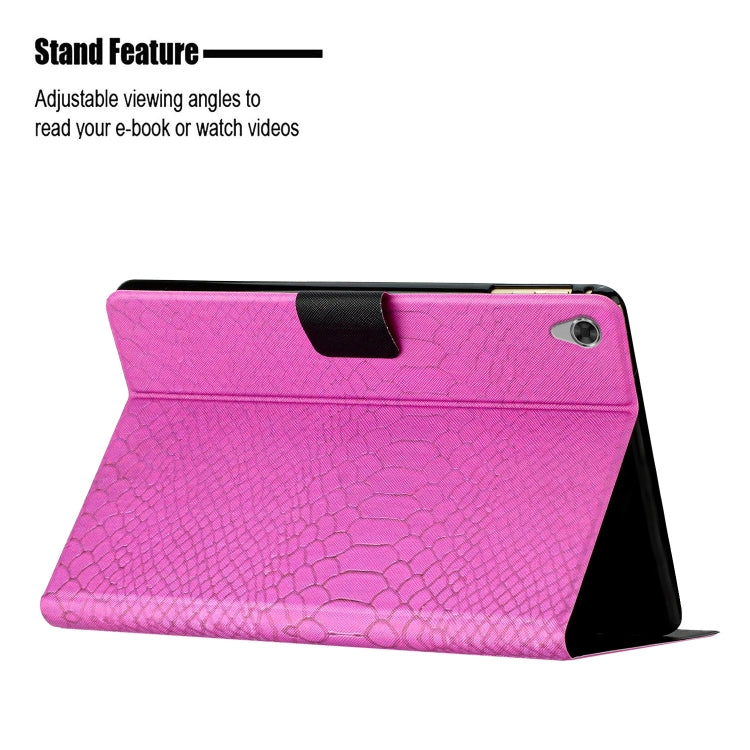 For Lenovo Tab M10 HD 2nd Gen Solid Color Crocodile Texture Leather Smart Tablet Case(Rose Red) - Lenovo by PMC TechLife | Online Shopping South Africa | PMC TechLife | Buy Now Pay Later Mobicred