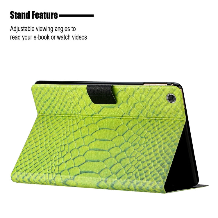 For Lenovo Tab M10 Plus 10.6 3rd Gen 2022 Solid Color Crocodile Texture Leather Smart Tablet Case(Green) - Lenovo by PMC TechLife | Online Shopping South Africa | PMC TechLife | Buy Now Pay Later Mobicred