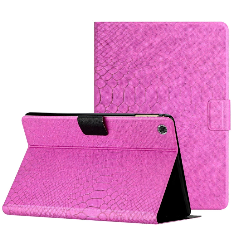 For Lenovo Tab M10 Plus 10.6 3rd Gen 2022 Solid Color Crocodile Texture Leather Smart Tablet Case(Rose Red) - Lenovo by PMC TechLife | Online Shopping South Africa | PMC TechLife | Buy Now Pay Later Mobicred