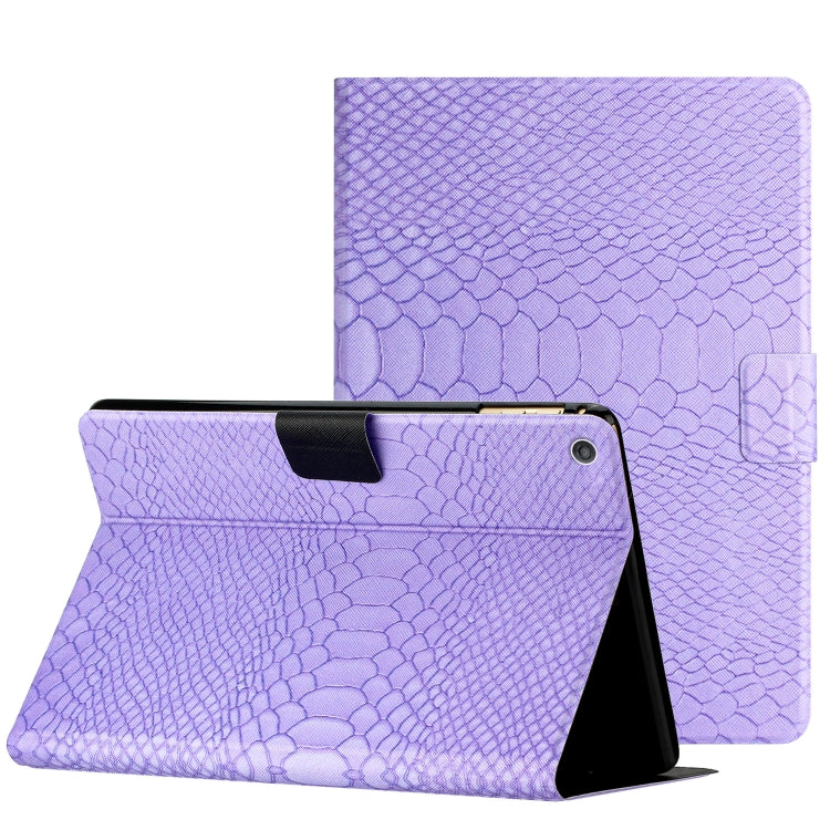 For Amazon Kindle Fire HD 10 2019/2017/2015 Solid Color Crocodile Texture Leather Smart Tablet Case(Purple) - Amazon by PMC TechLife | Online Shopping South Africa | PMC TechLife | Buy Now Pay Later Mobicred